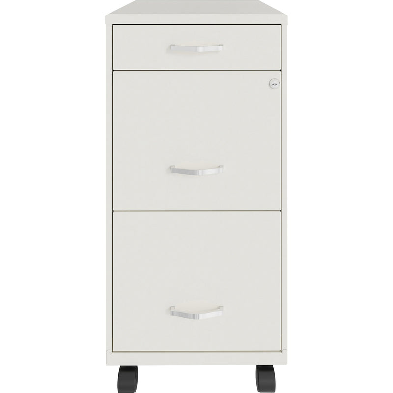 NuSparc 3 Drawer Mobile File Cabinet, 14.2" Width x 18" Depth x 29.5" Height, White, Painted Steel, Recycled (NPRVF318BMWE) Each