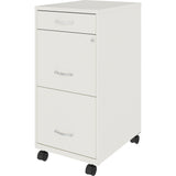 NuSparc 3 Drawer Mobile File Cabinet, 14.2" Width x 18" Depth x 29.5" Height, White, Painted Steel, Recycled (NPRVF318BMWE) Each