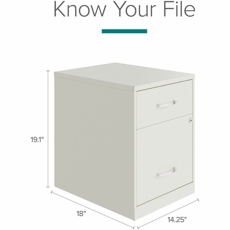 NuSparc 2 Drawer Vertical File Cabinet, 14.2" Width x 18" Depth x 19" Height, White, Baked Enamel, Steel (NPRVF218GAWE) Each