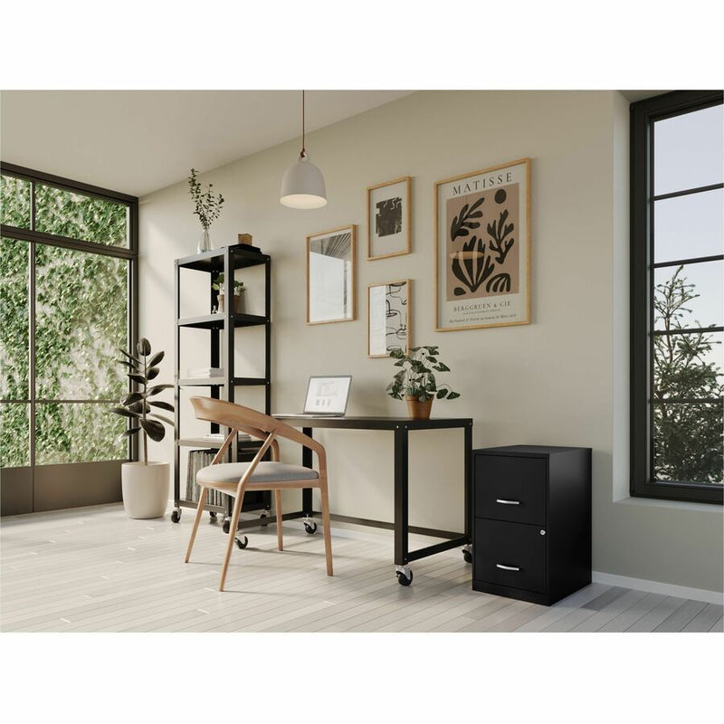 NuSparc 2 Drawer Vertical File Cabinet, 14.2" Width x 18" Depth x 24.5" Height, Black, Baked Enamel, Steel, Recycled (NPRVF218AABK) Each