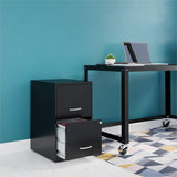 NuSparc 2 Drawer Vertical File Cabinet, 14.2" Width x 18" Depth x 24.5" Height, Black, Baked Enamel, Steel, Recycled (NPRVF218AABK) Each