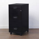 NuSparc 3 Drawer File Cabinet, 14.2" Width x 18" Depth x 29.5" Height, Black, Painted Steel, Recycled (NPRVF318EMBK) Each