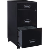 NuSparc 3 Drawer File Cabinet, 14.2" Width x 18" Depth x 29.5" Height, Black, Painted Steel, Recycled (NPRVF318EMBK) Each