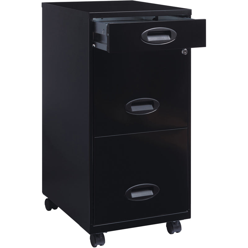 NuSparc 3 Drawer File Cabinet, 14.2" Width x 18" Depth x 29.5" Height, Black, Painted Steel, Recycled (NPRVF318EMBK) Each