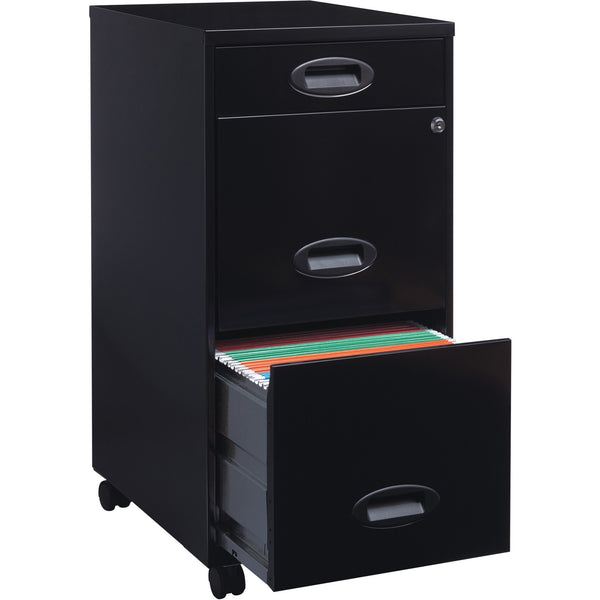 NuSparc 3 Drawer File Cabinet, 14.2" Width x 18" Depth x 29.5" Height, Black, Painted Steel, Recycled (NPRVF318EMBK) Each