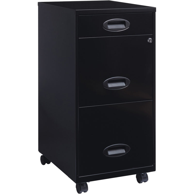 NuSparc 3 Drawer File Cabinet, 14.2" Width x 18" Depth x 29.5" Height, Black, Painted Steel, Recycled (NPRVF318EMBK) Each