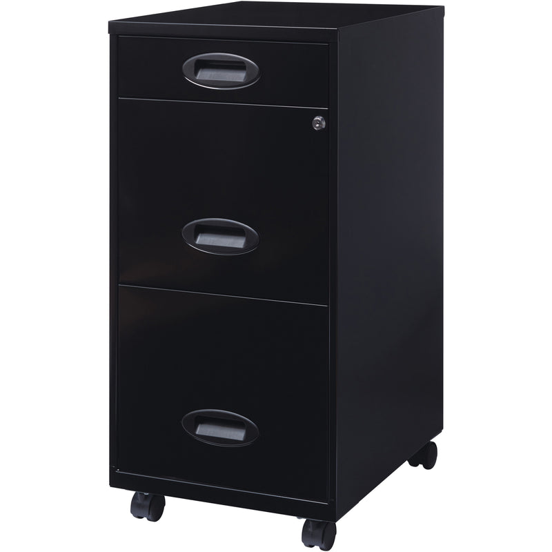 NuSparc 3 Drawer File Cabinet, 14.2" Width x 18" Depth x 29.5" Height, Black, Painted Steel, Recycled (NPRVF318EMBK) Each