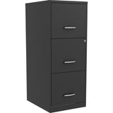 NuSparc 3 Drawer Vertical File Cabinet, 14.2" Width x 18" Depth x 35.5" Height, Black, Baked Enamel, Metal, Recycled (NPRVF318FFBK) Each