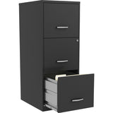 NuSparc 3 Drawer Vertical File Cabinet, 14.2" Width x 18" Depth x 35.5" Height, Black, Baked Enamel, Metal, Recycled (NPRVF318FFBK) Each