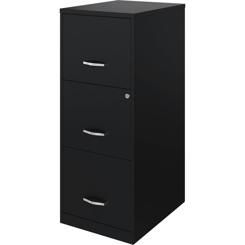 NuSparc 3 Drawer Vertical File Cabinet, 14.2" Width x 18" Depth x 35.5" Height, Black, Baked Enamel, Metal, Recycled (NPRVF318FFBK) Each