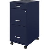 NuSparc 3 Drawer Mobile File Cabinet, 14.2" Width x 18" Depth x 29.5" Height, Blue, Painted Steel, Recycled (NPRVF318BMNY) Each