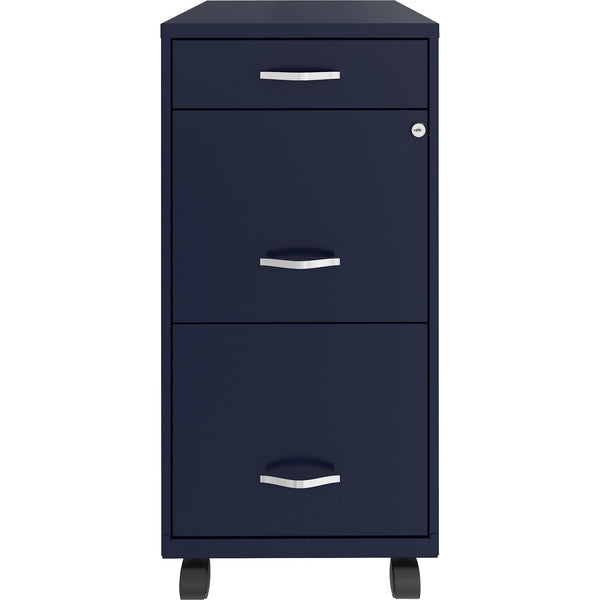 NuSparc 3 Drawer Mobile File Cabinet, 14.2" Width x 18" Depth x 29.5" Height, Blue, Painted Steel, Recycled (NPRVF318BMNY) Each