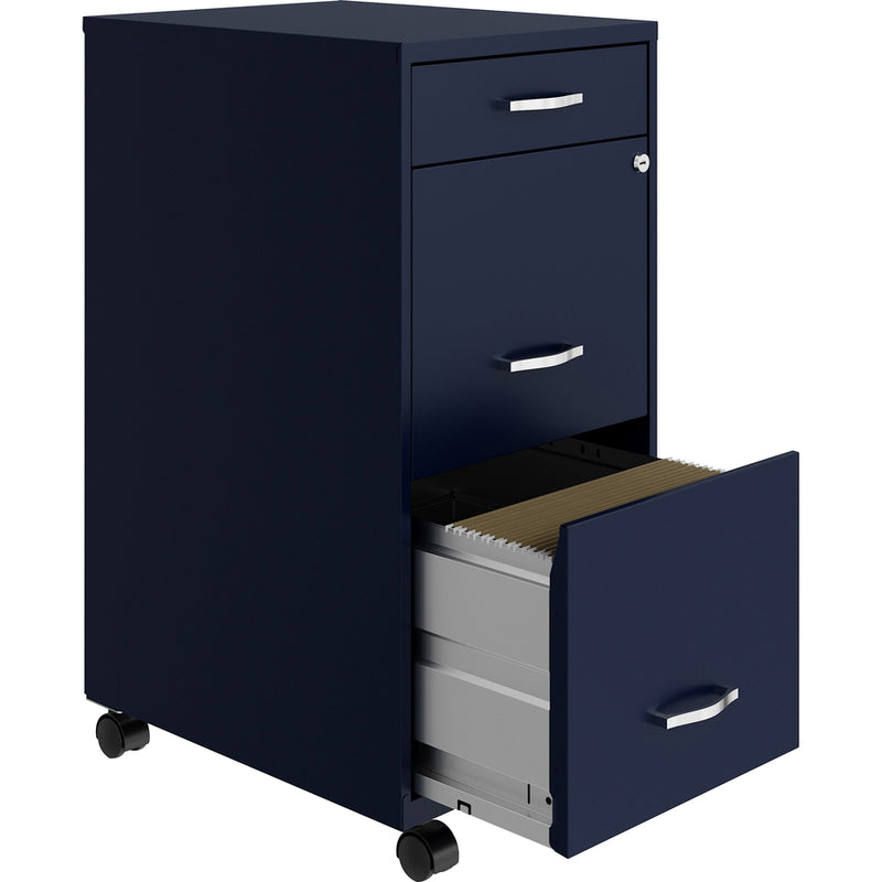 NuSparc 3 Drawer Mobile File Cabinet, 14.2" Width x 18" Depth x 29.5" Height, Blue, Painted Steel, Recycled (NPRVF318BMNY) Each