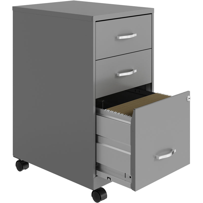 NuSparc 3-Drawer Organizer Metal File Cabinet, 14.2" Width x 18" Depth x 26.7" Height, Gray, Metal, Recycled (NPRVF318CMSR) Each