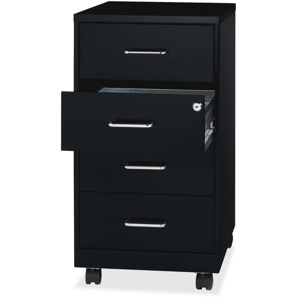 NuSparc 4 Drawer Mobile Storage Cabinet, 14.2" Width x 18" Depth x 26.5" Heigh, Black, Painted Steel, Recycled (NPRVF418DMBK) Each