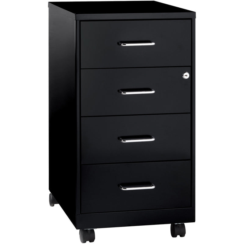 NuSparc 4 Drawer Mobile Storage Cabinet, 14.2" Width x 18" Depth x 26.5" Heigh, Black, Painted Steel, Recycled (NPRVF418DMBK) Each