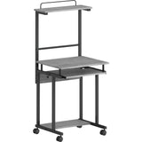 NuSparc Mobile Computer Workstation w/Keyboard Tray, Weathered Charcoal Laminate, Black Top, 110 lb Capacity (NPRWS100AMWC) Each