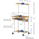 NuSparc Mobile Computer Workstation w/Keyb0ard Tray, Maple, White Top, 110 lb Capacity (NPRWS100AMME) Each