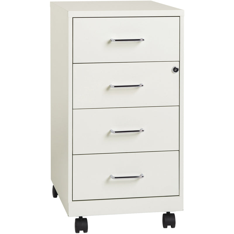 NuSparc 4 Drawer Mobile Storage Cabinet, 14.2" Width x 18" Depth x 26.5" Height, White, Painted Steel, Recycled (NPRVF418DMWE) Each