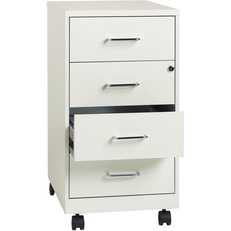 NuSparc 4 Drawer Mobile Storage Cabinet, 14.2" Width x 18" Depth x 26.5" Height, White, Painted Steel, Recycled (NPRVF418DMWE) Each