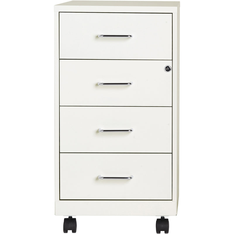 NuSparc 4 Drawer Mobile Storage Cabinet, 14.2" Width x 18" Depth x 26.5" Height, White, Painted Steel, Recycled (NPRVF418DMWE) Each