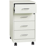 NuSparc 4 Drawer Mobile Storage Cabinet, 14.2" Width x 18" Depth x 26.5" Height, White, Painted Steel, Recycled (NPRVF418DMWE) Each