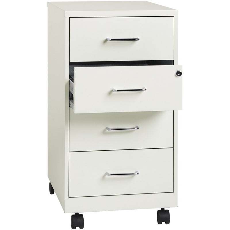 NuSparc 4 Drawer Mobile Storage Cabinet, 14.2" Width x 18" Depth x 26.5" Height, White, Painted Steel, Recycled (NPRVF418DMWE) Each