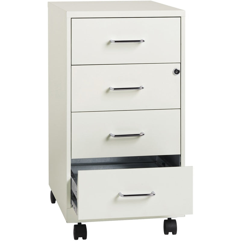 NuSparc 4 Drawer Mobile Storage Cabinet, 14.2" Width x 18" Depth x 26.5" Height, White, Painted Steel, Recycled (NPRVF418DMWE) Each