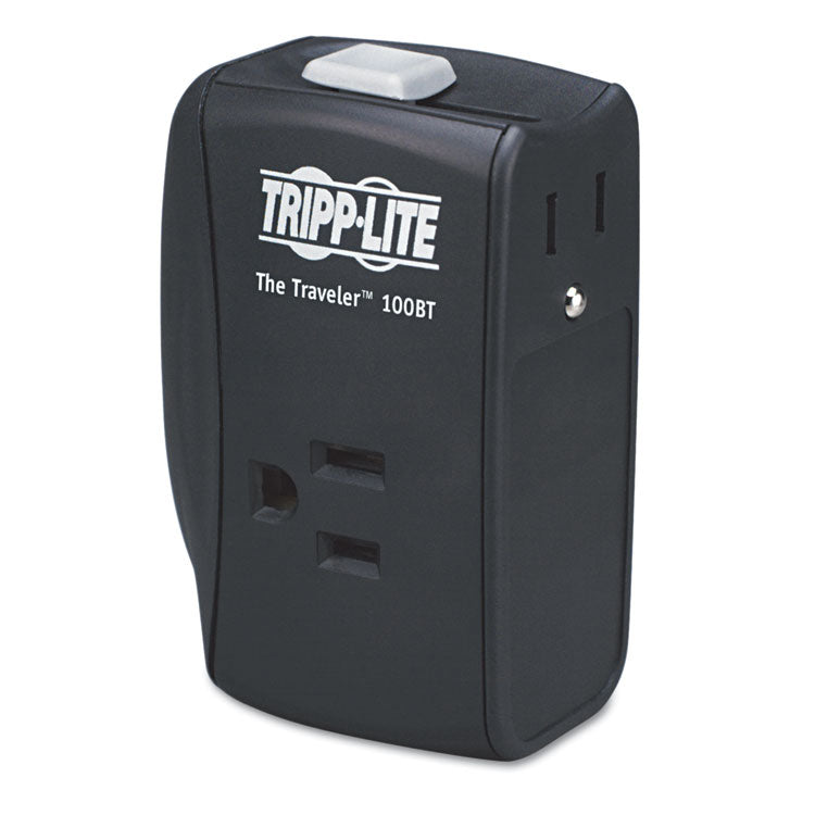 Tripp Lite Protect It! Portable Surge Protector, 2 AC Outlets, 1,050 J, Black (TRPTRAVLER100BT) Each