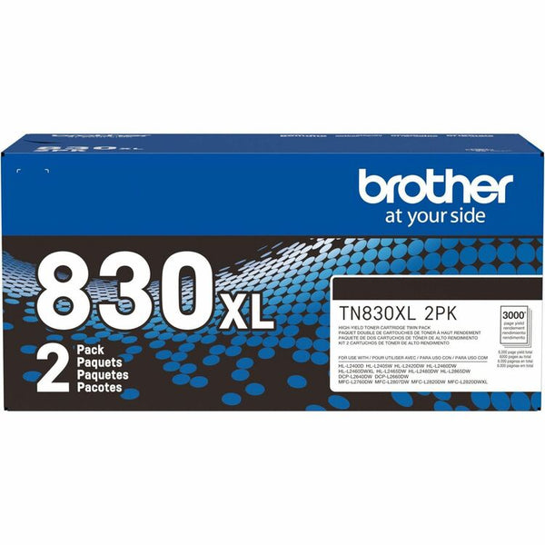 Brother TN830XL High-Yield Toner, 3,000 Page-Yield, Black, 2/Pack (BRTTN830XL2PK)