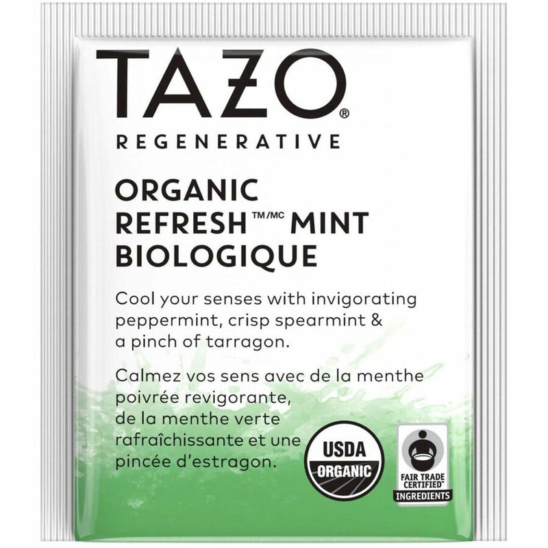 Tazo Regenerative Organic Refresh Mint Herbal Tea Bag, Herbal Tea, 16/Box (TZO00350BX) Box of 16