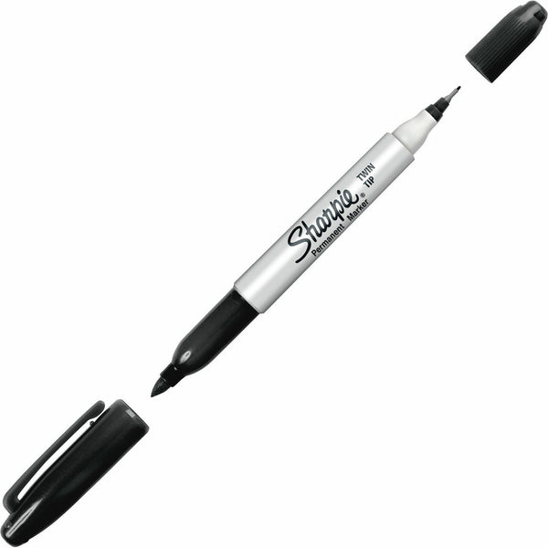 Sharpie Twin-Tip Permanent Marker, Fine/Extra-Fine Bullet Tip, Black, Dozen (SAN32001BX) Box of 12