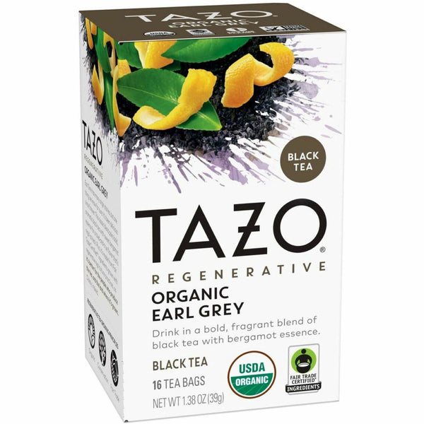 Tazo Regenerative Organic Earl Grey Black Tea Bag, Black Tea, 16/Box (TZO00352BX) Box of 16