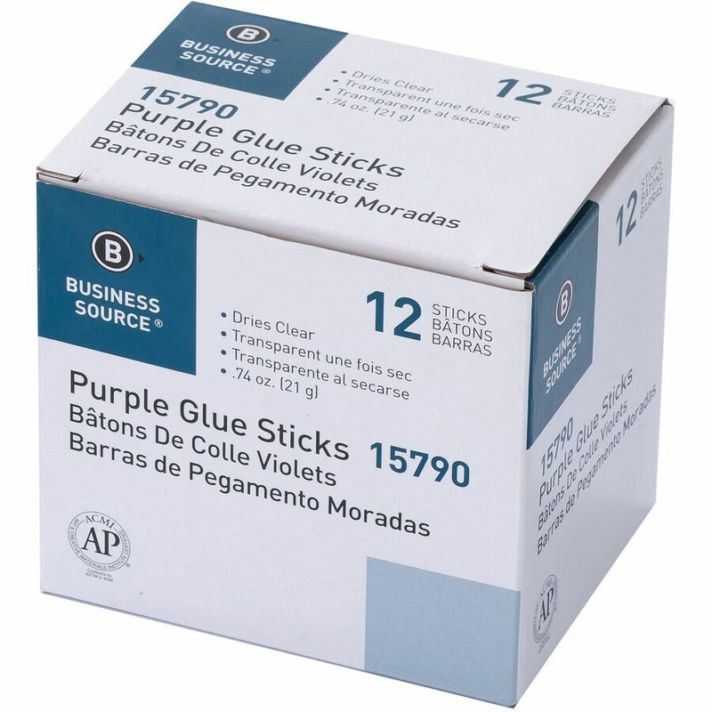 Business Source Bulk Purple Glue Sticks, 0.74 oz, 12/Box, Purple (BSN15790) Box of 12