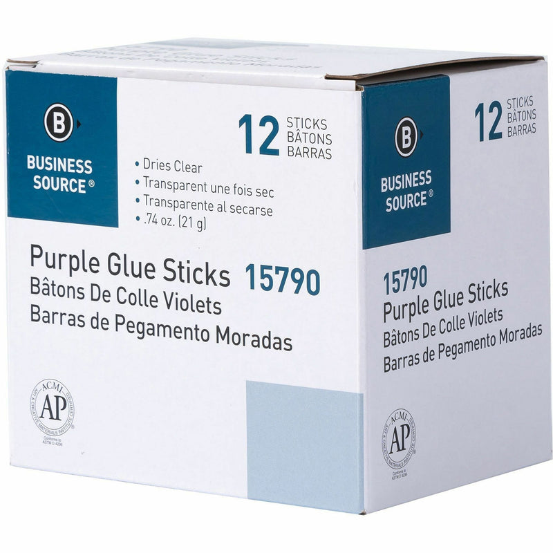 Business Source Bulk Purple Glue Sticks, 0.74 oz, 12/Box, Purple (BSN15790) Box of 12