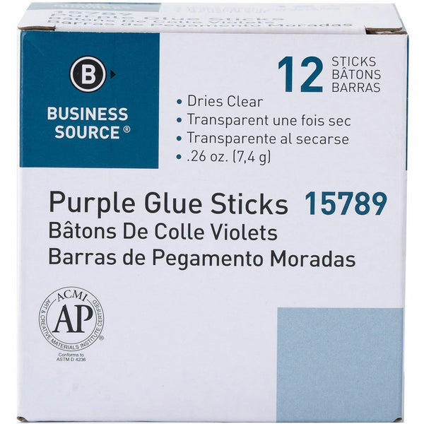 Business Source Bulk Purple Glue Sticks, 0.26 oz, 12/Box (BSN15789) Box of 12