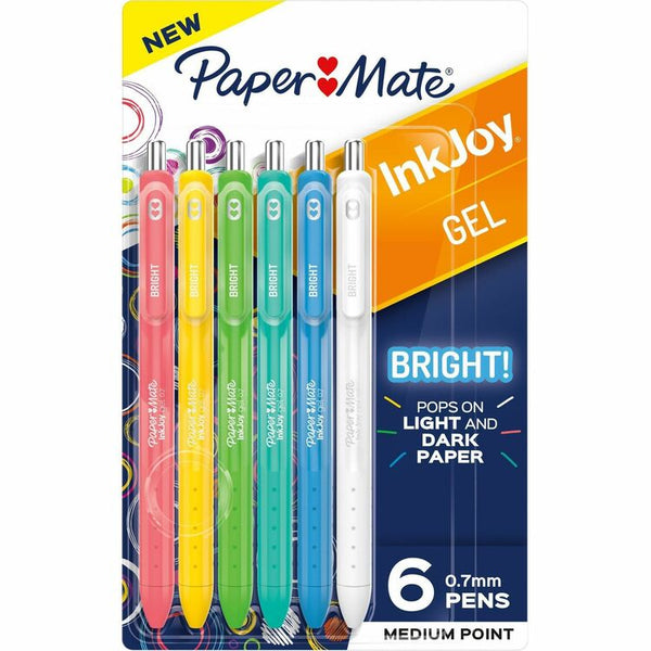 Paper Mate Inkjoy Gel Bright! Pens, Medium Point (0.7mm) (PAP2173765) Pack of 6