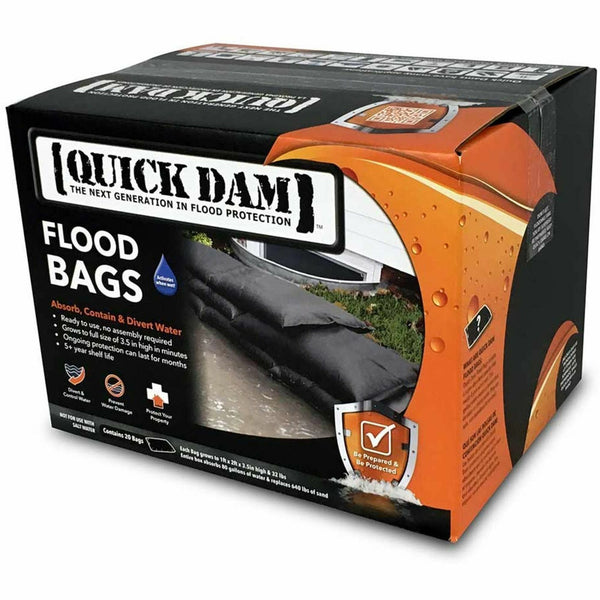 Quick Dam Flood Bags, 12" Width x 24" Depth, 20/Carton, Black (APRQD122420) Case of 20