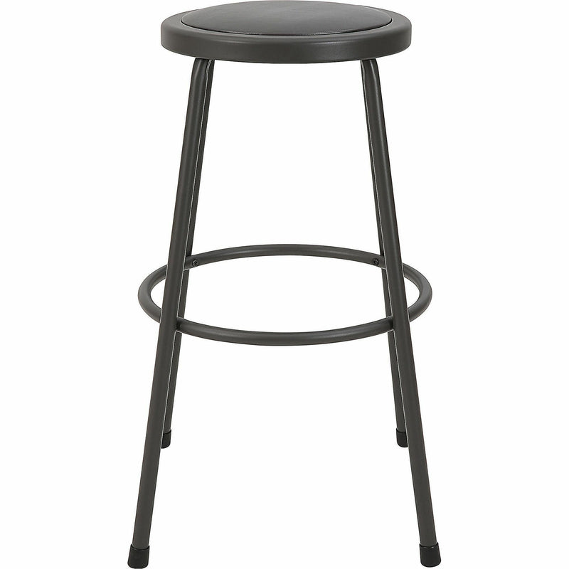 Lorell Metal Shop Stool, Vinyl Seat, Light Gray, Metal (LLR83083) Each