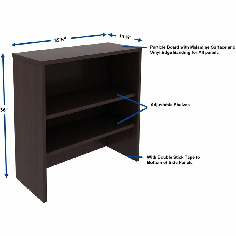 Lorell Essentials 2-shelf Stack-on Bookcase, 36" x 15" x 36", 2 Shelves, Material: Laminate, Metal, Finish: Espresso (LLR69629) Each