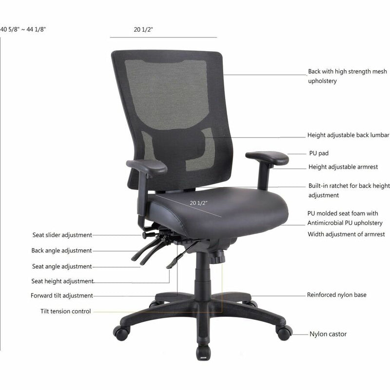 Lorell Conjure High-Back Office Chair, Vinyl, Foam, Polyurethane Seat, High Back, Black, Armrest (LLR62040) Each