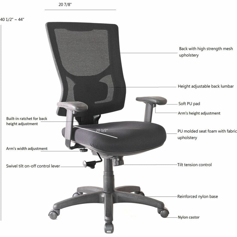 Lorell Conjure High-Back Swivel/Tilt Office Chair, Fabric, Polyurethane, Molded Foam Seat, High Back, Black, Armrest (LLR62018) Each