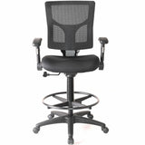 Lorell Conjure Office Stool, Fabric, Polyurethane, Molded Foam Seat, Black, Armrest (LLR62021) Each