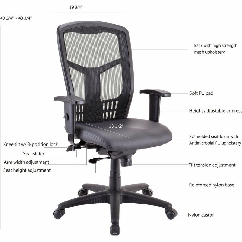 Lorell Executive High-back Swivel Chair, Antimicrobial Vinyl Seat, High Back, 5-star Base, Black, Armrest (LLR86245) Each