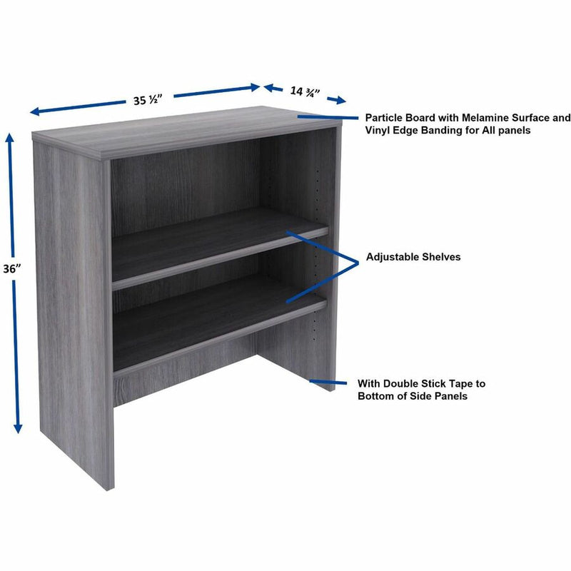 Lorell Essentials 2-shelf Stack-on Bookcase, 36" x 15" x 36", 2 Shelves, Material: Laminate, Metal, Finish: Weathered Charcoal (LLR69628) Each