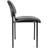 Lorell Reception Guest Chair, Vinyl Back, Tubular Steel Frame, Four-legged Base, Black (LLR69607) Each