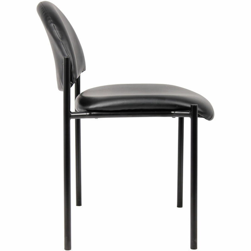 Lorell Reception Guest Chair, Vinyl Back, Tubular Steel Frame, Four-legged Base, Black (LLR69607) Each