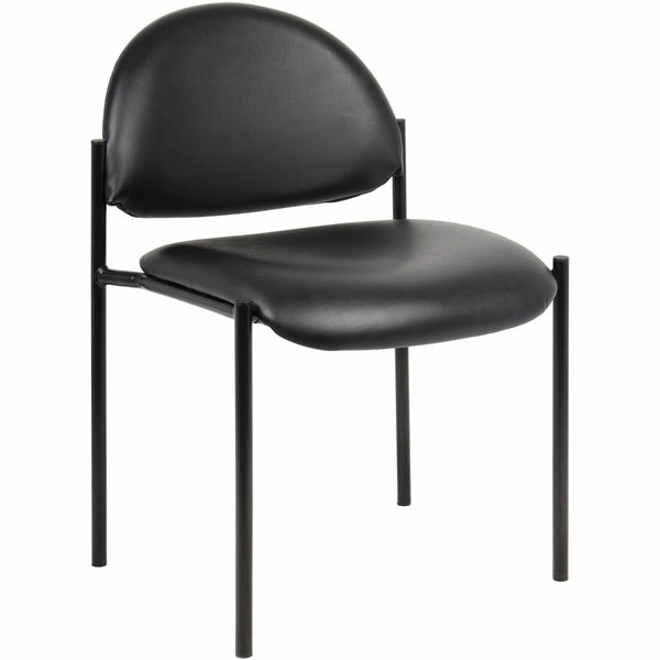 Lorell Reception Guest Chair, Vinyl Back, Tubular Steel Frame, Four-legged Base, Black (LLR69607) Each