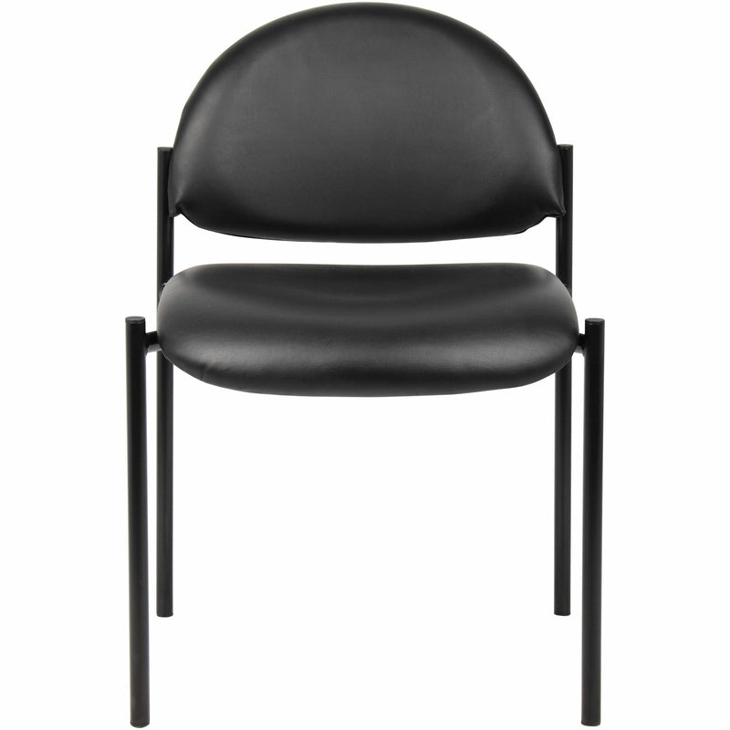 Lorell Reception Guest Chair, Vinyl Back, Tubular Steel Frame, Four-legged Base, Black (LLR69607) Each