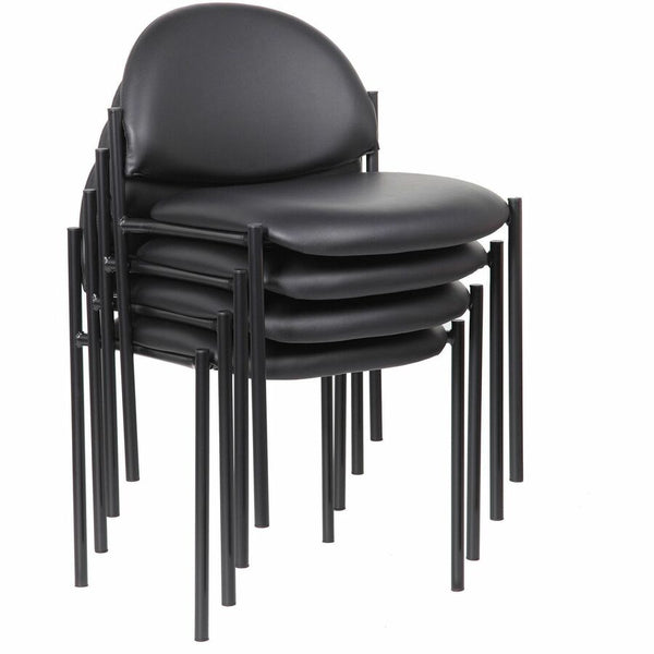 Lorell Reception Guest Chair, Vinyl Back, Tubular Steel Frame, Four-legged Base, Black (LLR69607) Each